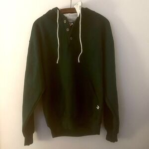 Vintage Russell Athletic Pullover Hoodie Size M USA Dark Green Cotton Poly 90s